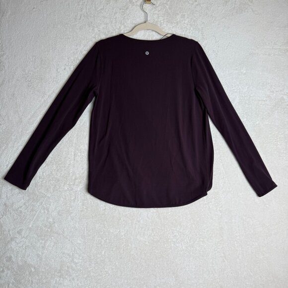 Lululemon Full Freedom Long‎ Sleeve Wrap Top Pullover Nulu Black Cherry Purple 8 - Picture 4 of 6